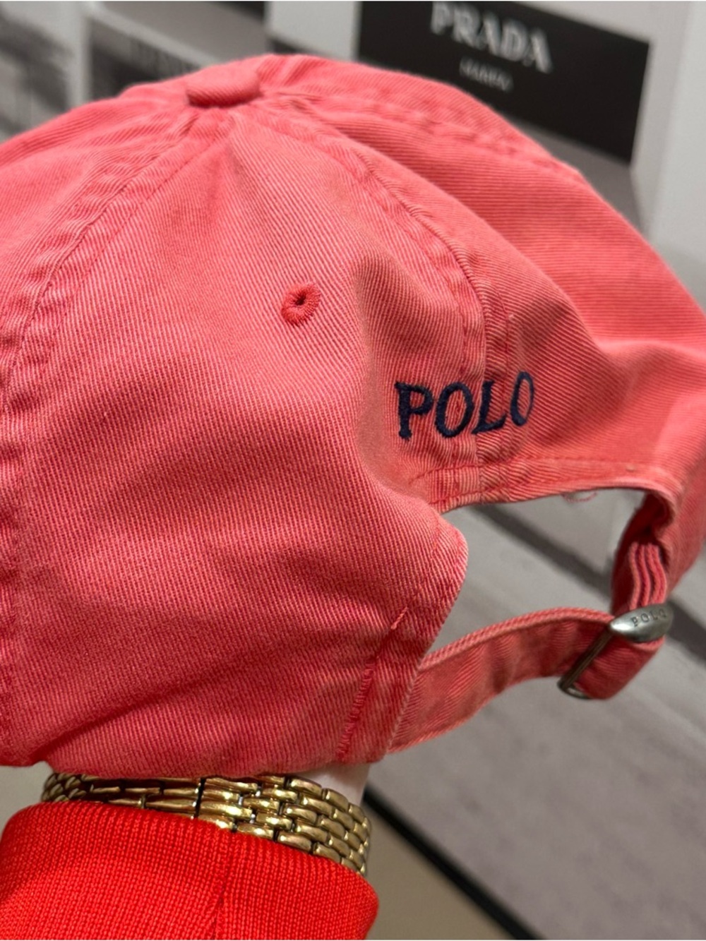 Polo Ralph Lauren Light Red Baseball Cap with Navy Pony - Picture 5 of 8